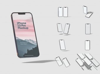 多角度高品质的iPhone 13 Pro APP UI样机展示模型mockups