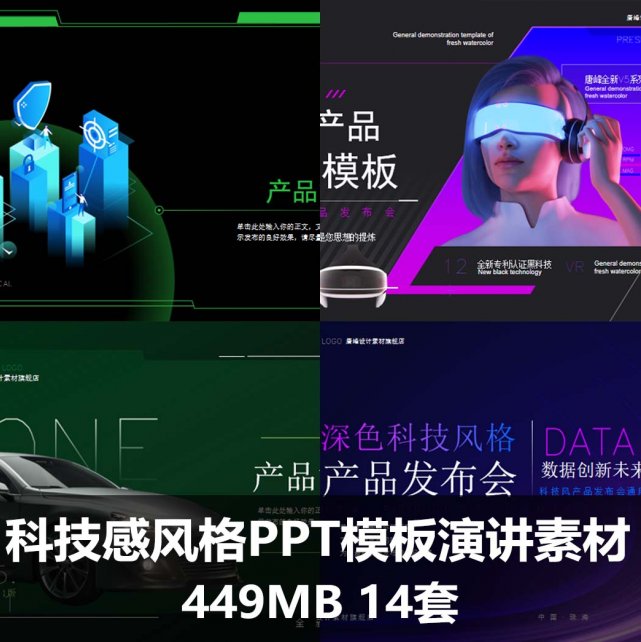 科技感风格PPT模板新品介绍产品发布会vi数码车数据分析演讲素材